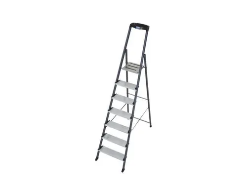 trapladder,eenzijdig,7treden,bordes m. antislip elementen,Stand H 1,5m