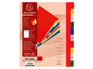 Bedrukte tabbladen numeriek assorti PP A4+ 10-delig 1-10 11-gaats - 3