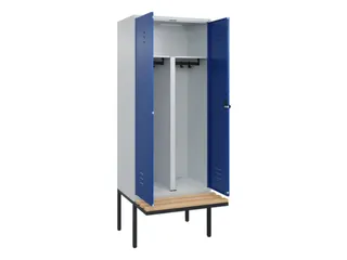 PBM-locker met bank,HxBxD 2120x800x815mm,2vak,vak B 400mm,draaigrendel - 2