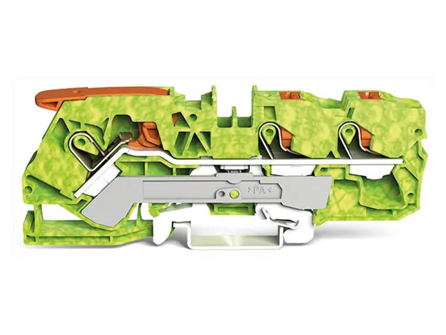 3-Draads Aardklemmenblok Met Hendel En Drukknop, Groen-Geel