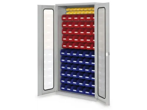 kast met sleufplaat m. bakken,HxBxD 1950x1000x410mm,82bakken PE