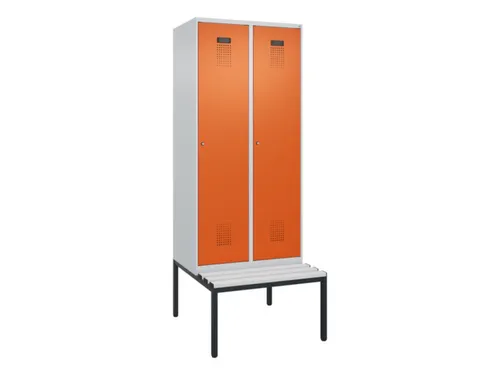 locker met bank,voor scheiding van kleding,HxBxD 2120x800x815mm,2vak