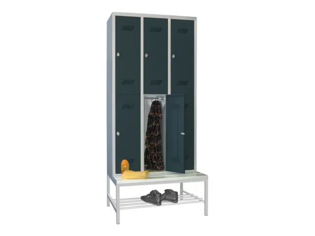 banklocker,dubbeldeks,HxBxD 2150x900x800mm,RAL7035,front RAL7016