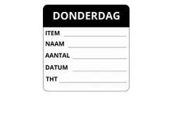 LabelLORD PL Dagetiket Donderdag 50x50mm Zwart Flushlabel 250 stuks