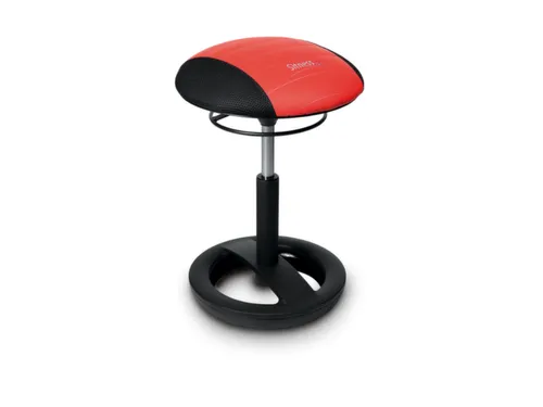 kruk zitting kunstleer/polyester zwart/rood zitting HxØ 440-570x385mm