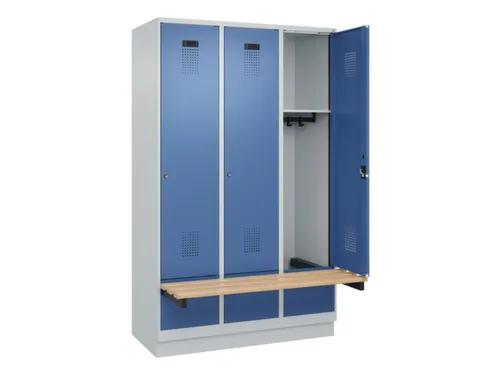 locker met bank,HxBxD 1950x1200x815mm,3vak,vak B 400mm,cilinderslot