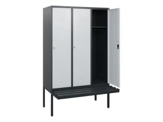 locker met bank,HxBxD 1950x1200x815mm,3vak,vak B 400mm,cil.-slot - 2