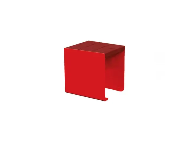 Tabouret cube extérieur assise H450mm 3 lattes chêne acajou/RAL3020