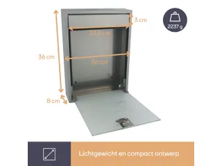 Brievenbus Milaan Zilver staal glazen front incl. 2 sleutels 36x26x8cm - 7