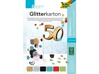 Glitterkarton Folia 174x245mm 6 vel basis assorti - 1