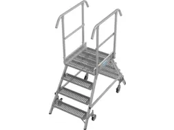 bordestrap,verrijdbaar,bordes H 1m,2x4treden m. R13-laag,aluminium