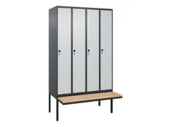 locker met bank,HxBxD 2120x1200x815mm,4vak,vak B 300mm,draaigrendel