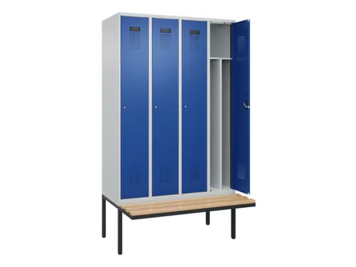 locker met bank,voor scheiding van kleding,HxBxD 2120x1200x815mm,4vak