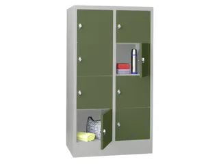 lockerkast,HxBxD 1518x800x500mm,2x4vakken,RAL7035,front RAL6011 - 3