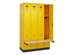 locker met bank,HxBxD 1950x1200x815mm,4vak,vak B 300mm,cilinderslot