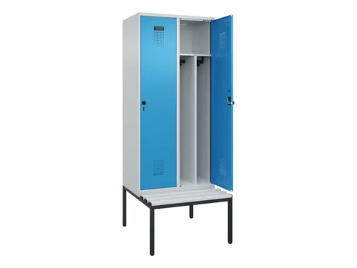 locker met bank,voor scheiding van kleding,HxBxD 2120x800x815mm,2vak
