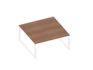 benchtafel,HxBxD 730x1600x1600mm,blad canaletto-hout,sledeframe wit - 1