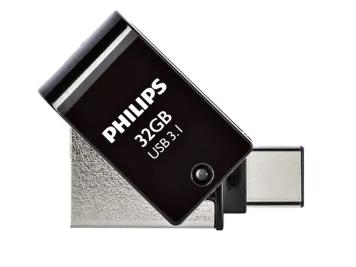 USB stick 3.1 Philips 2in1 USB-C USB-A 32GB zwart