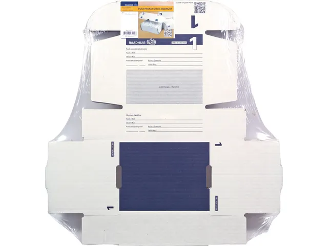 postpakketdoos 1 Raadhuis 146x131x56mm Wit bedrukt 5 stuks
