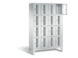 Lockerkast 1850x1190x500mm 4x4 vakken Cilinderslot Poten, RAL7035