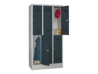 dubbeldekse locker,HxBxD 1850x900x500mm,3x2vak.,RAL7035,front RAL7016 - 2
