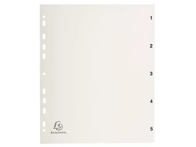 OUTLET Bedrukte Tabbladen A4 Grijs PP 5-Delig 1-5 11-Gaats index