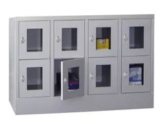 lockerkast,HxBxD 855x1200x500mm,4x2vakken,RAL7035,front RAL3000