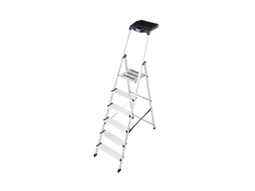 trapladder,eenzijdig,6treden,bordes m. antislip elementen,balk L 2,05m