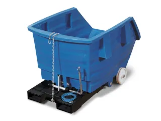 PE-kiepbak,HxLxB 925x1650x1145mm,0,75m³,draagverm. 250kg,blauw,wielen - 2