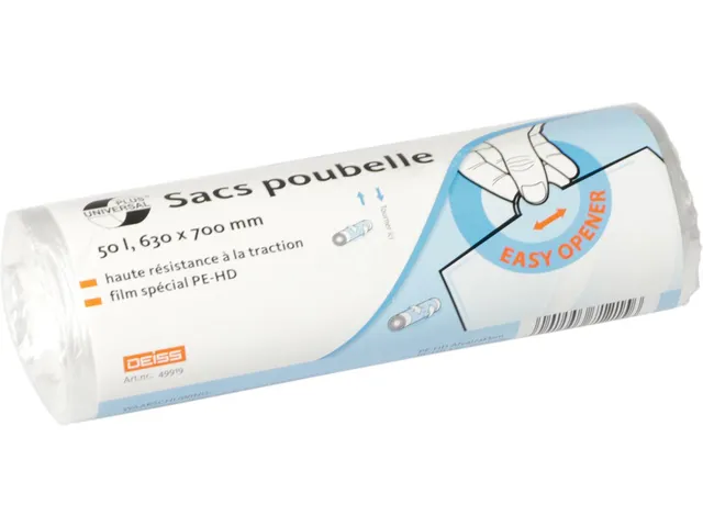 Universal Plus vuilniszak 10 micron 63x70 cm 50L wit rol 50 stuks