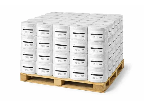 Poetsrol Mini Coreless Cellulose Wit 1-laags Pallet 48x12 Rol