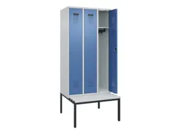 locker met bank,HxBxD 2120x900x815mm,3vak,vak B 300mm,cilinderslot
