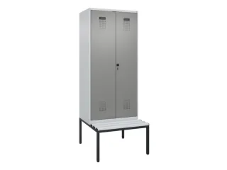 PBM-locker met bank,HxBxD 2120x800x815mm,2vak,vak B 400mm,draaigrendel - 2