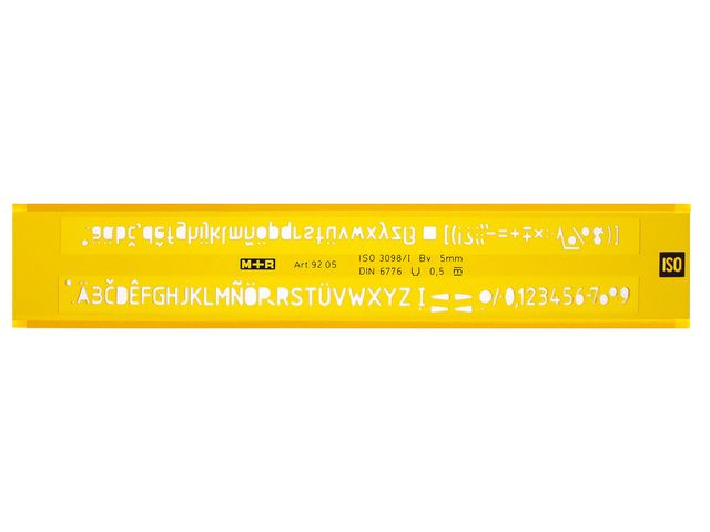 lettersjabloon Möbius & Ruppert kunststof geel 3,5mm | Tekensjablonen.be