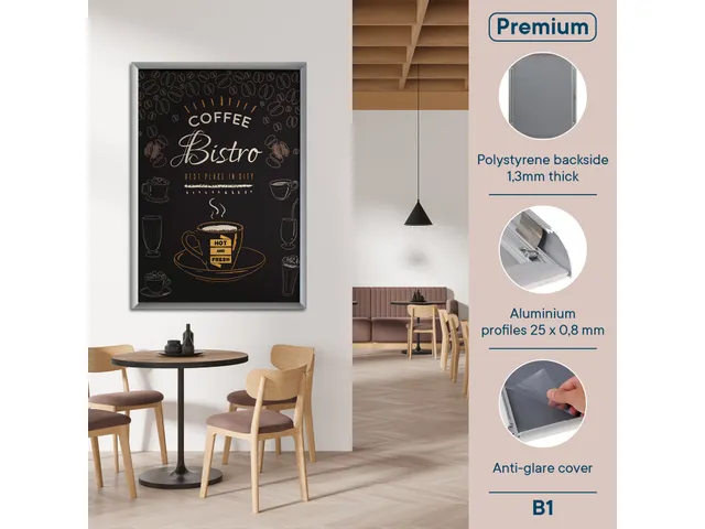 Europel Kliklijst Premium B1 70x100cm 25mm Zilver