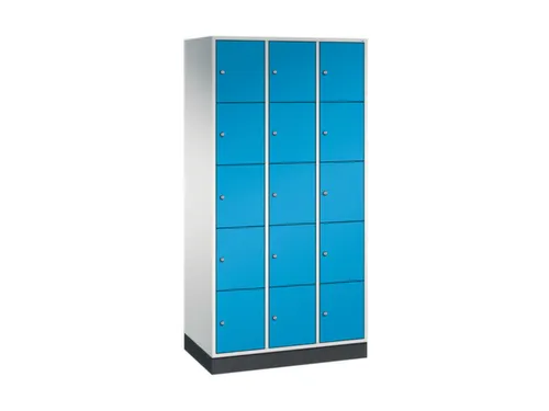 lockerkast,RAL 7035/RAL 5012,HxBxD 1950x920x500mm,3x5vakken,cil.-slot