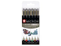 Fineliner Sakura Pigma Micron 05 basic set 6 kleuren