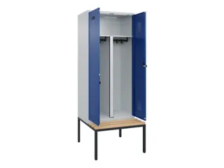 PBM-locker met bank,HxBxD 2120x800x815mm,2vak,vak B 400mm,draaigrendel - 1