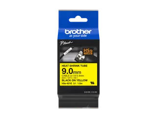 Brother HSe-621E krimpkous tapecassette zwart op geel 9mm - 1
