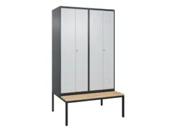 PBM-locker met bank,HxBxD 2120x1200x815mm,4vak,vak B 300mm,cil.-slot