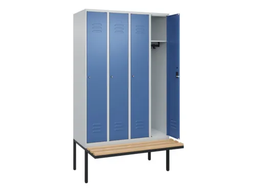locker met bank,HxBxD 2120x1200x815mm,4vak,vak B 300mm,cil.-slot