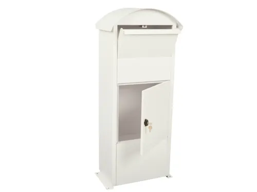 pakketbus,staal,mat wit,HxBxD 1100x410x265mm,inworp/uitname voor