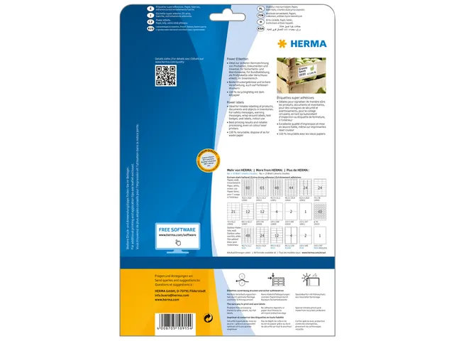 HERMA 10915 Power Etiketten A4 rond 30mm Wit 1200 stuks