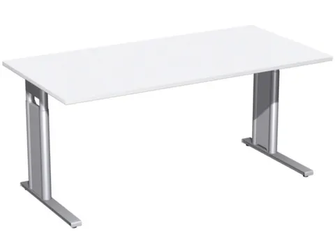 Bureau C-Poot HxBxD 680-800x1600x800mm Decor wit Zilverkleurig