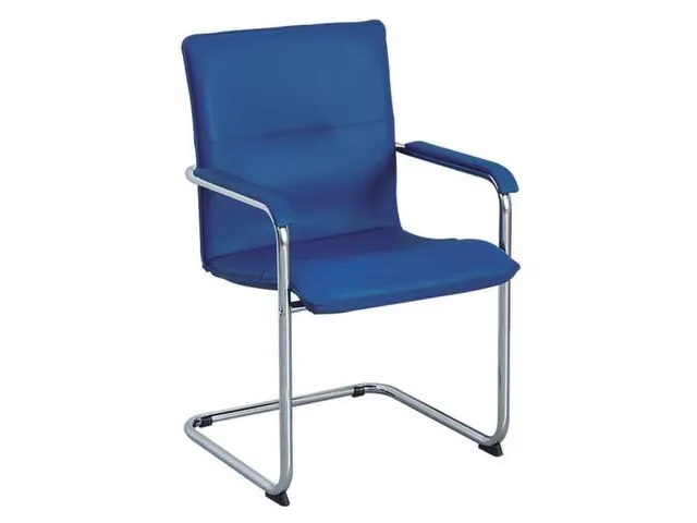 Beklede Stoel Swingframe Verchroomd Blauw Kunstleer Armleuningen