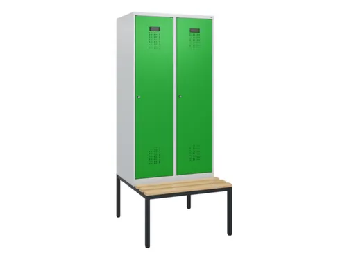 locker met bank,HxBxD 1950x800x815mm,2vak,vak B 400mm,cilinderslot
