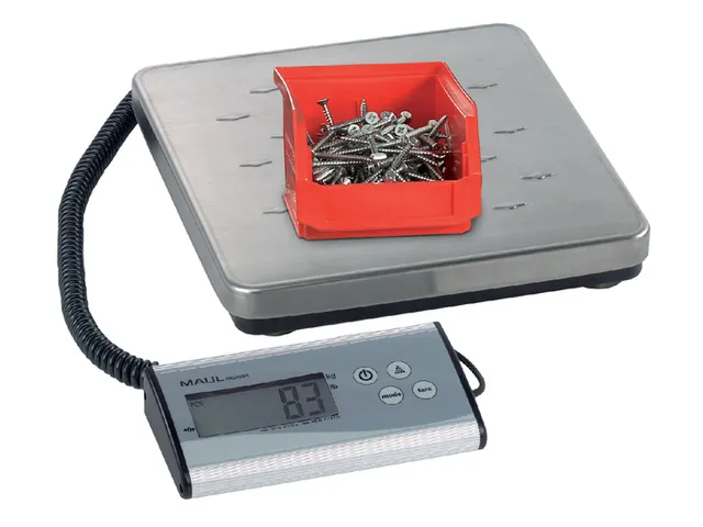 Pèse-paquet MAULcargo 120kg plateau métal 27x27cm + pile 9V argent
