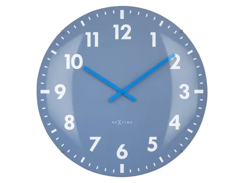 Wandklok Nextime dia 50cm bolvormig glas blauw kunststof Duomo