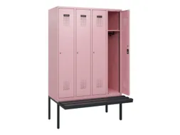 locker met bank,HxBxD 1950x1200x815mm,4vak,vak B 300mm,cilinderslot
