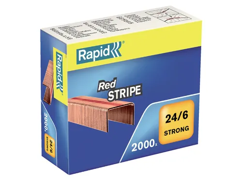 Nieten Rapid 24/6 Redstripe kopercoating 2000 stuks